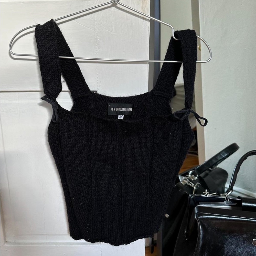 ANN DEMEULEMEESTER Black Knit Corset Tank